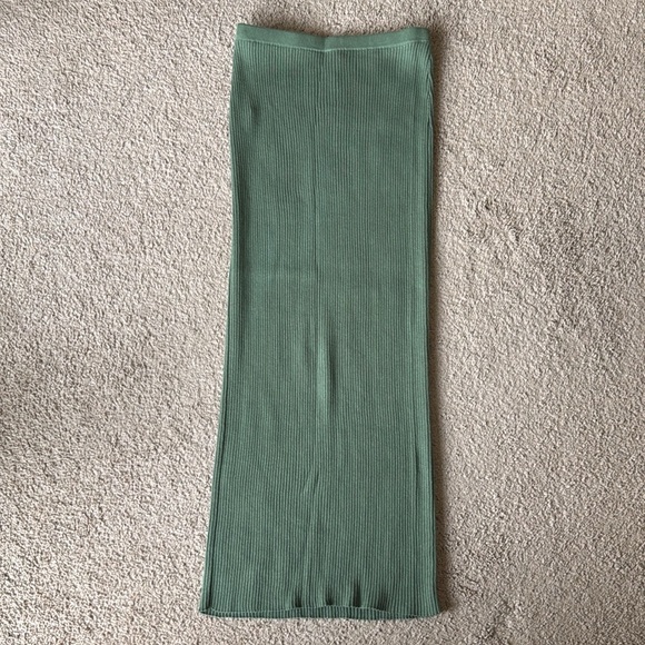 NWT Peruvian Connection Lucana Ribbed Cotton Midi Skirt in Oregano Green - Picture 6 of 10